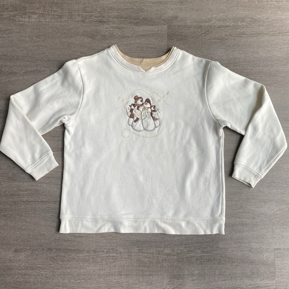 Studio Works Vintage Snowman‎ Caroling Long Sleeve Sweatshirt Size Medium 1425